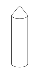 Line drawing of a cylinder, with a truncated cone placed on top, with base the top of the cylinder.